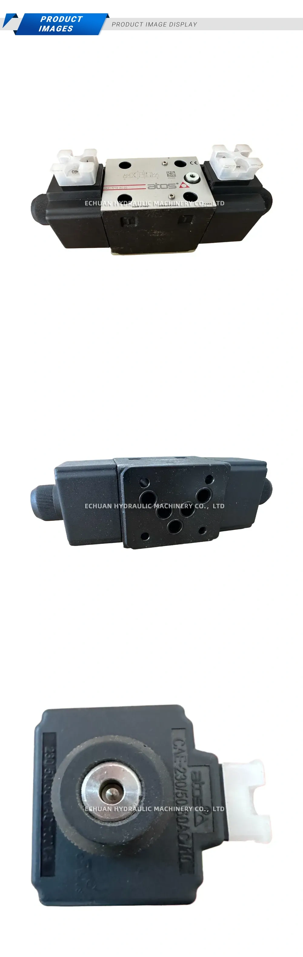 Atos DKE-1713 AC 20 (coil: CAE-230/50/60AC/10) Hydraulic Solenoid Directional Control Valve Description