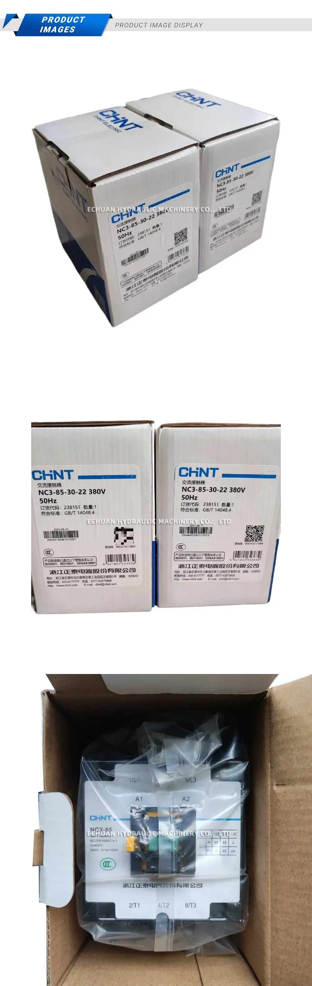 CHINT NC3-85-30-22 380V AC Contactor Description