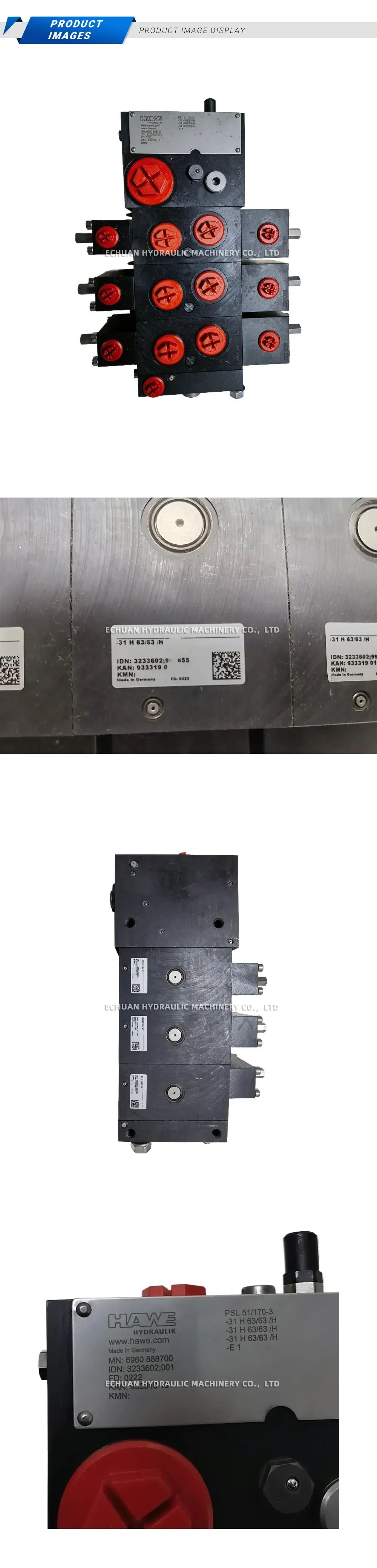 HAWE PSL 51/170-3 -31 H 63/63 /H -31 H 63/63 /H -31 H 63/63 /H -E 1 Hydraulic Proportional Multi-way Valve (Load Sensing Sectional Valve) Description