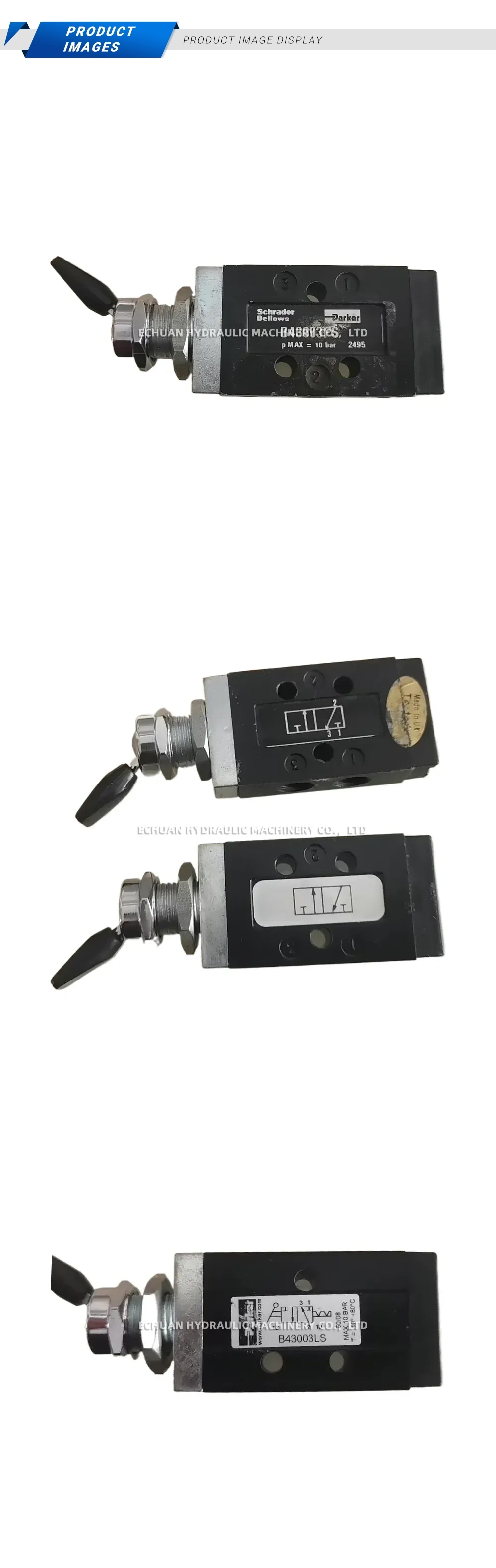 Parker B43003LS/B43003PS Pneumatic Toggle Valve (3/2 Way Directional Control Valve) Description