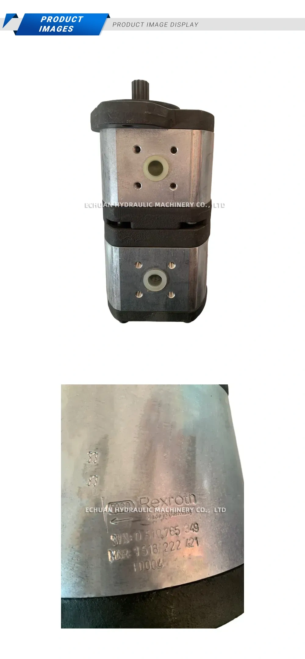 Rexroth 0 510 765 349 Hydraulic Gear Pump (Tandem/Double Gear Pump) Description