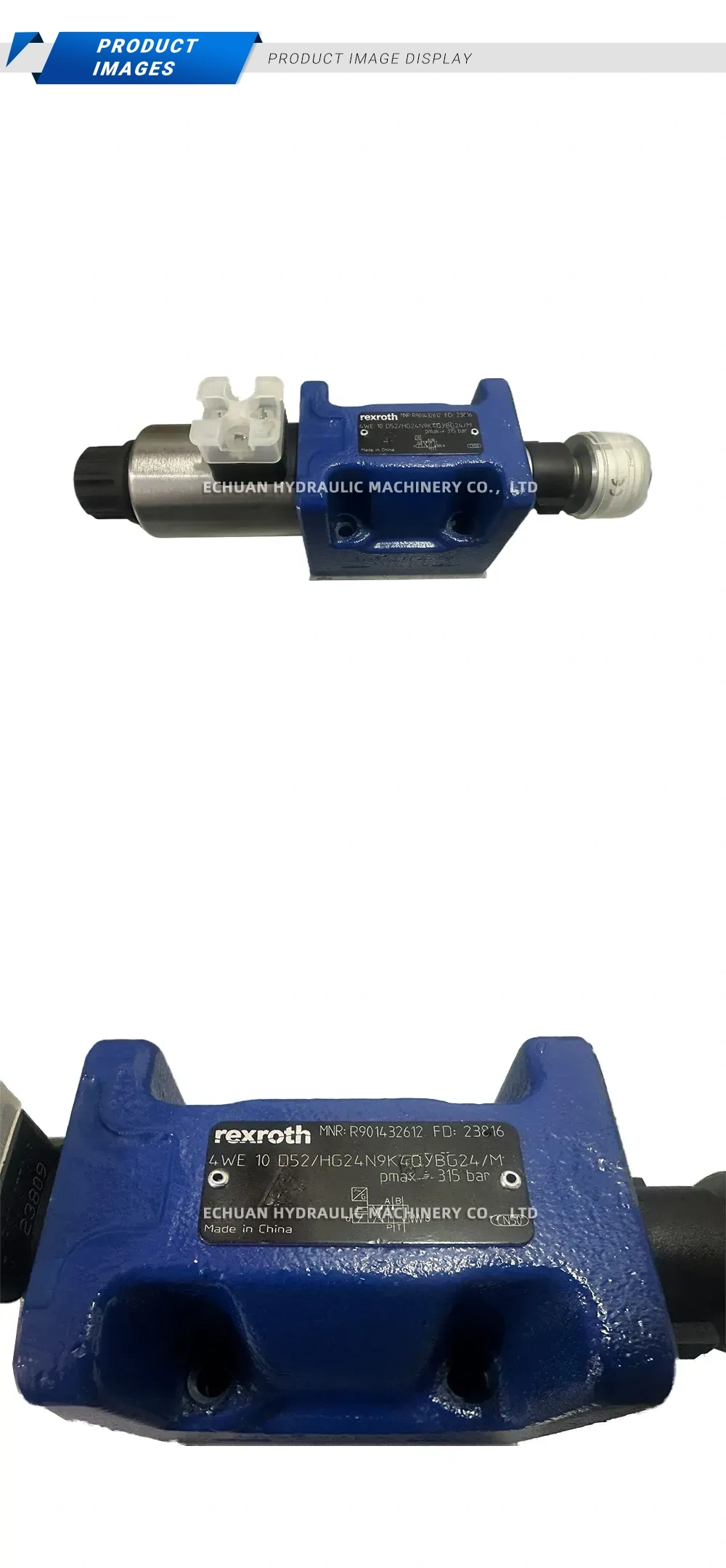 Rexroth 4WE 10 D52/HG24N9K4QYBG24/M (MNR: R901432612) Hydraulic Solenoid Directional Control Valve Description