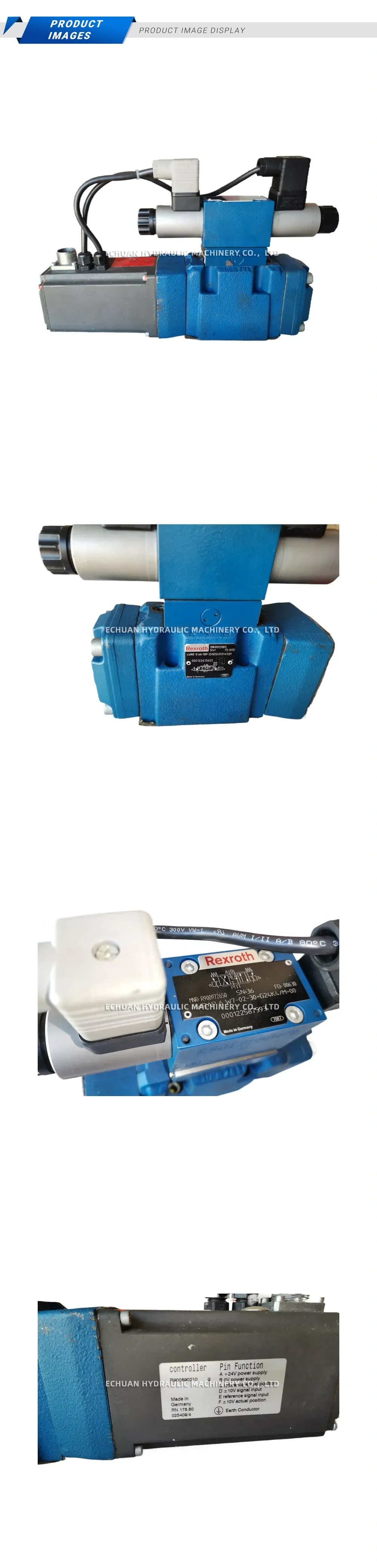 Rexroth 4WRKE 10 W6-100P-23/B6EG24EK31/A1D3M (pilot valve: 4WRAP 6 W7-02-30-G24K4/M-00) Proportional Directional Control Valve with Integrated Controller Description