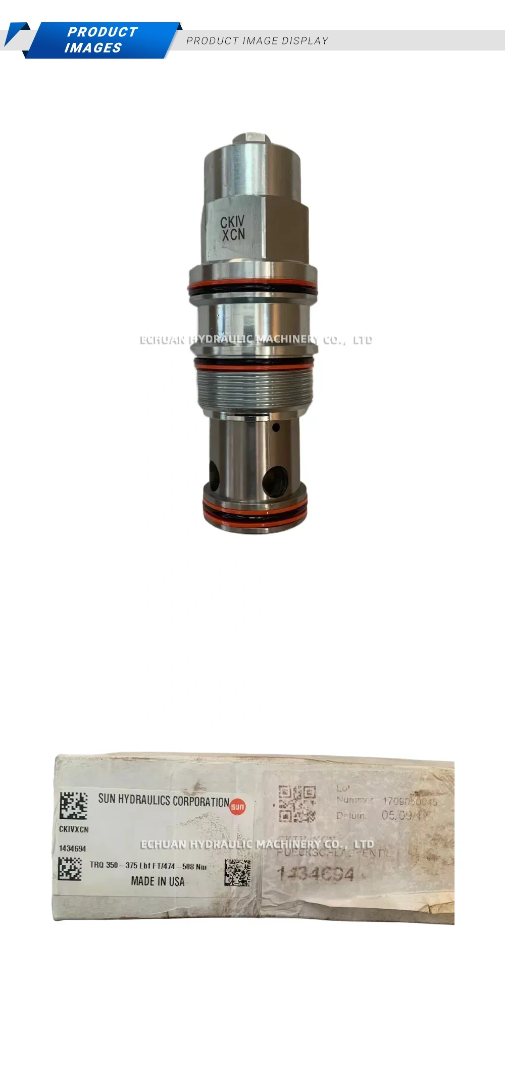 Sun Hydraulics CKIV-XCN Hydraulic Check Valve (Cartridge Valve) Description