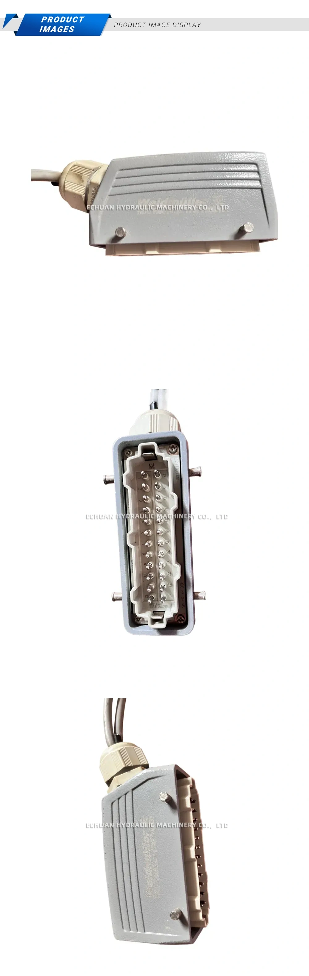 Weidmuller HDC HE 24 MS (Order No. 1787750000) Heavy Duty Connector (rectangular industrial connector, male insert with hood and cable gland) Description