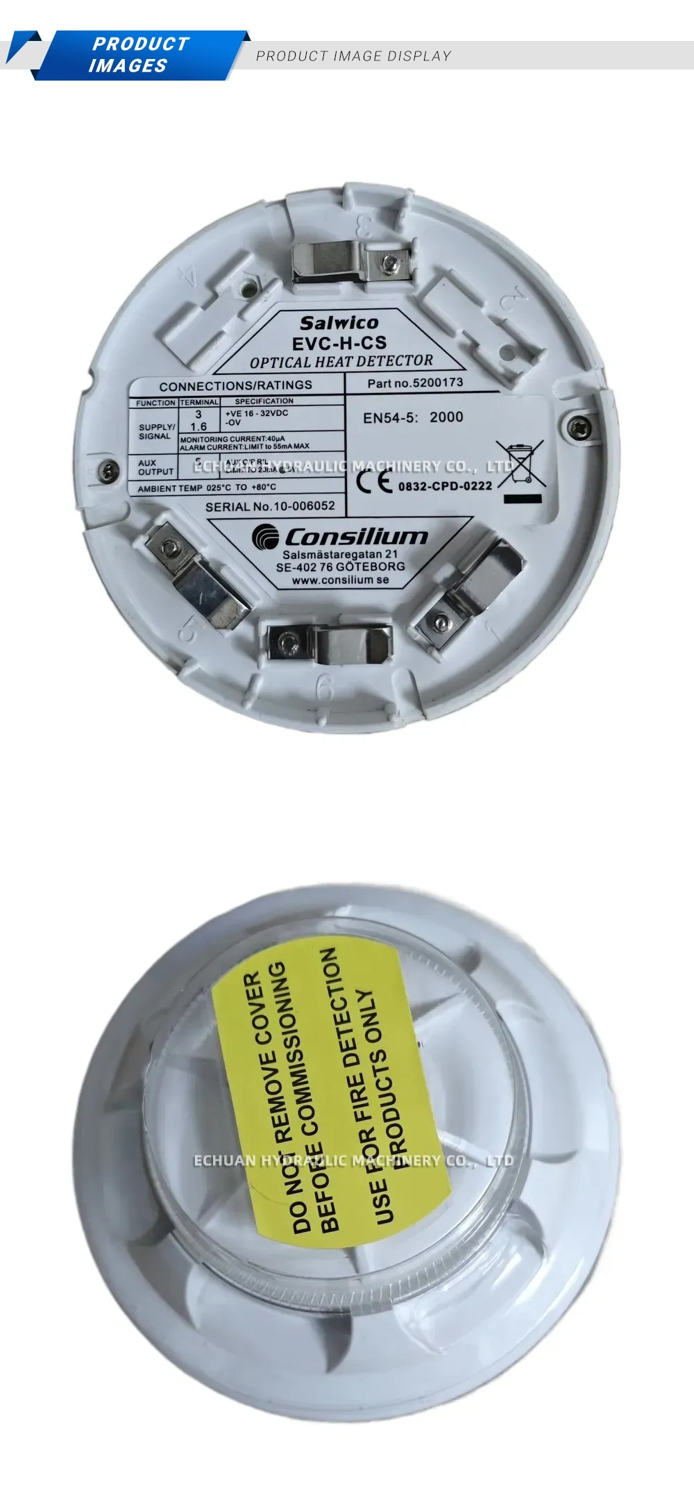 Consilium EVC-H-CS Optical Heat Detector Description