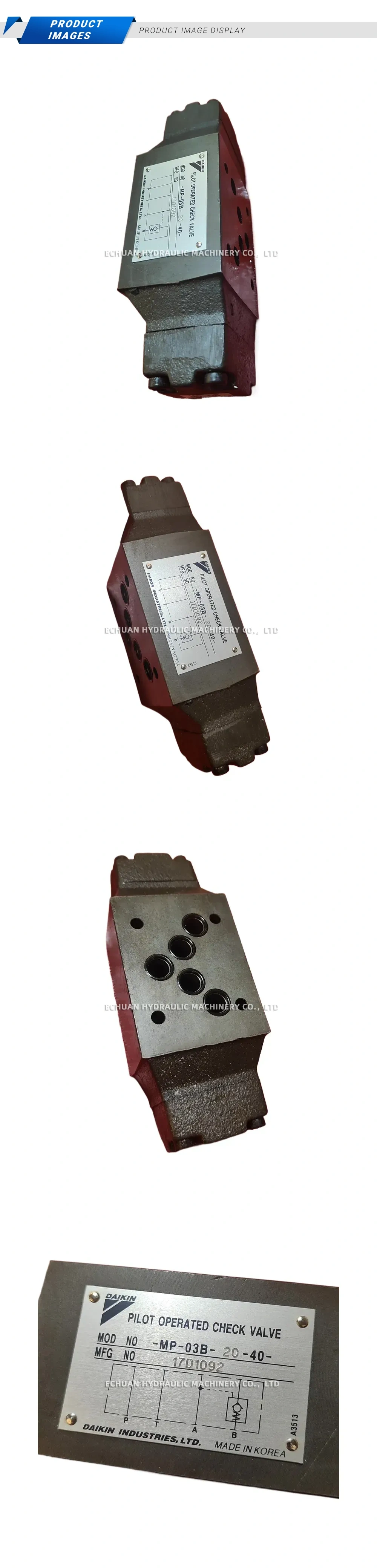 DAIKIN MP-03B-20-40 Pilot Operated Check Valve (Modular Type) Description