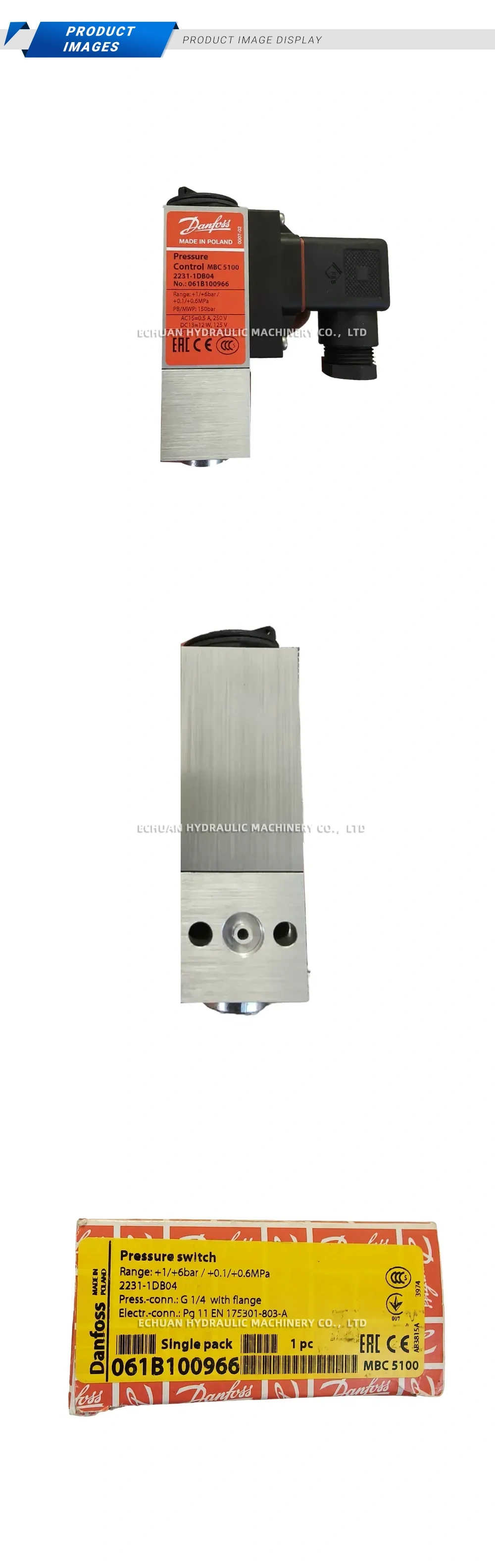 Danfoss 2231-1DB04 (MBC 5100, P/N: 061B100966) Pressure Switch Description