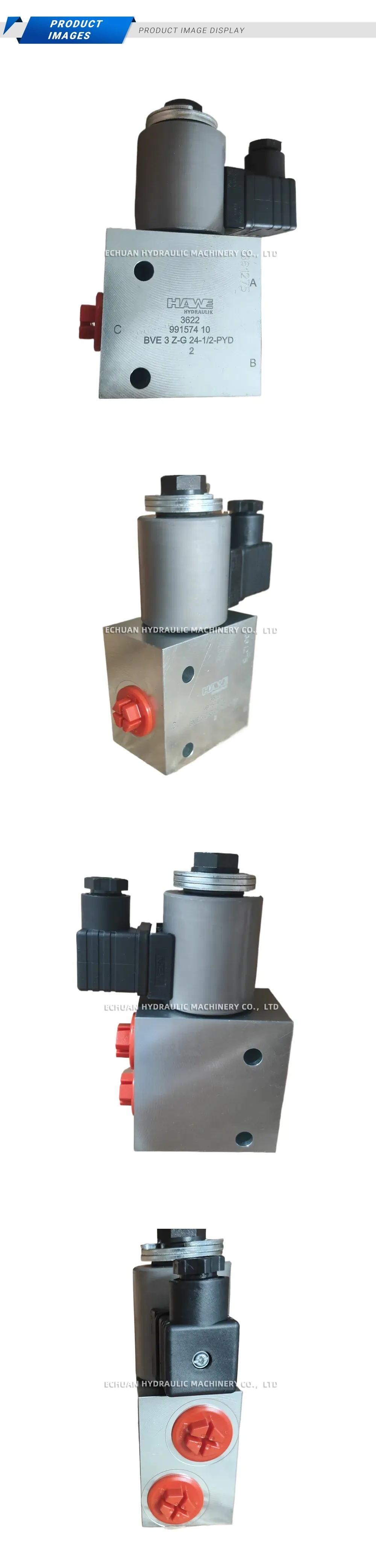 HAWE BVE 3 Z-G 24-1/2-PYD Hydraulic Solenoid Directional Seat Valve Description