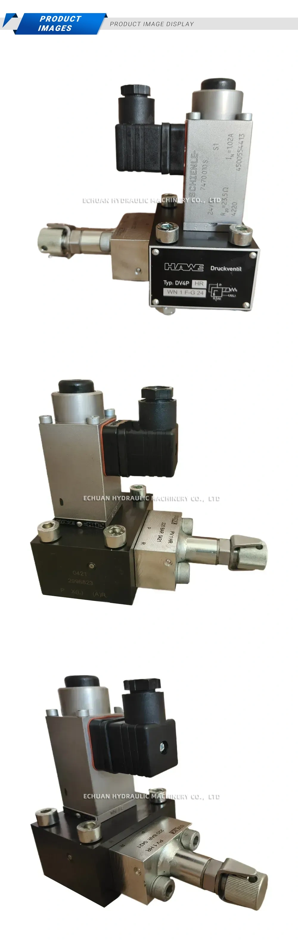HAWE DV4P HR WN 1 F-G 24 Hydraulic Pressure Valve (Solenoid-operated Druckventil) Description
