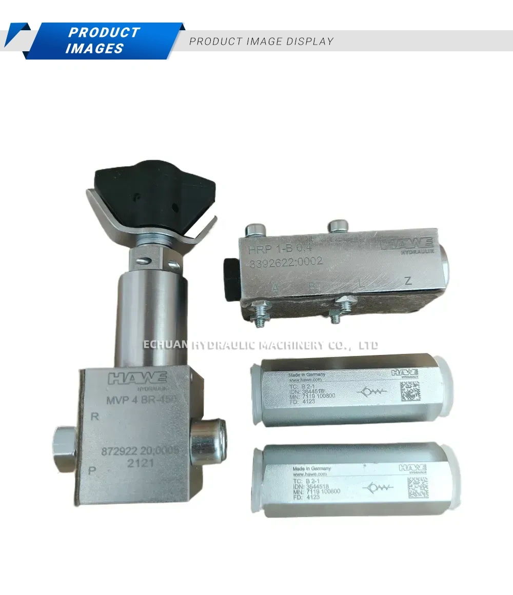 HAWE MVP 4 BR-45 / HRP 1-B 0,4 / B 2-1 Hydraulic Valve Set (Pressure Relief Valve and Check Valves) Description