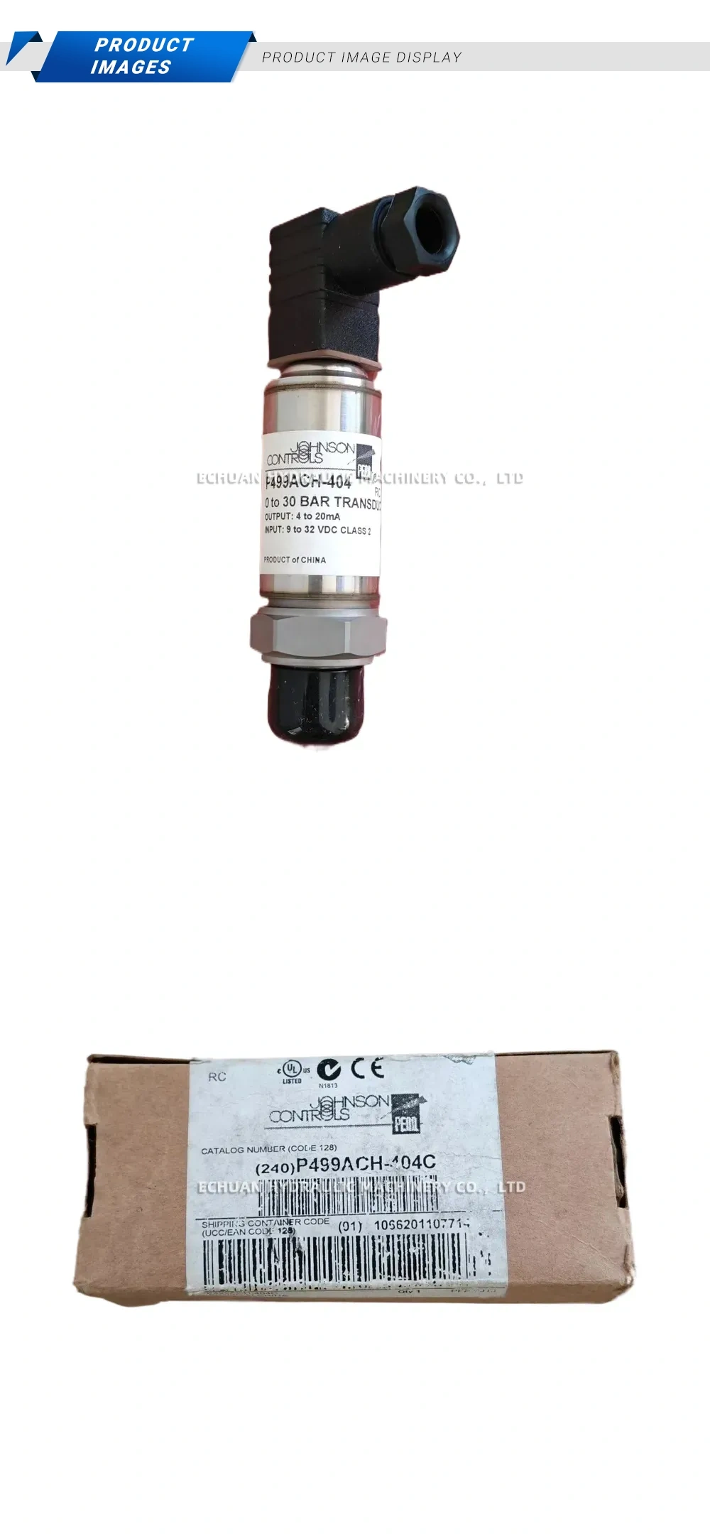 Johnson Controls P499ACH-404 Pressure Transducer Description