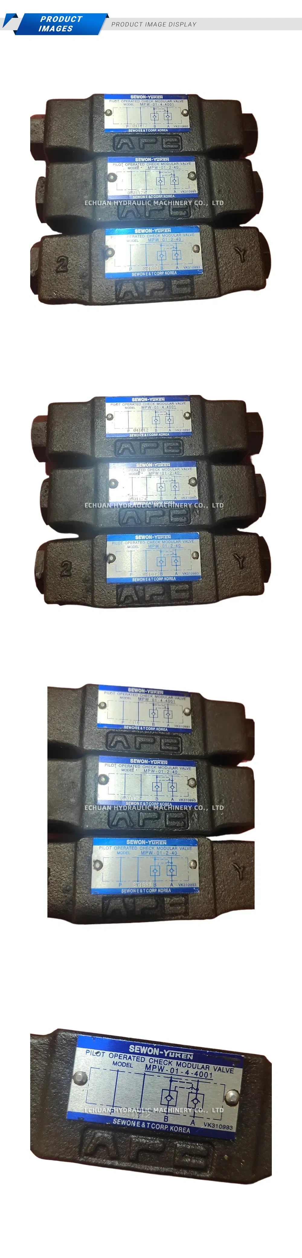 SEWON-YUKEN MPW-01-2-40 / MPW-01-4-4001 Pilot Operated Check Modular Valve Description