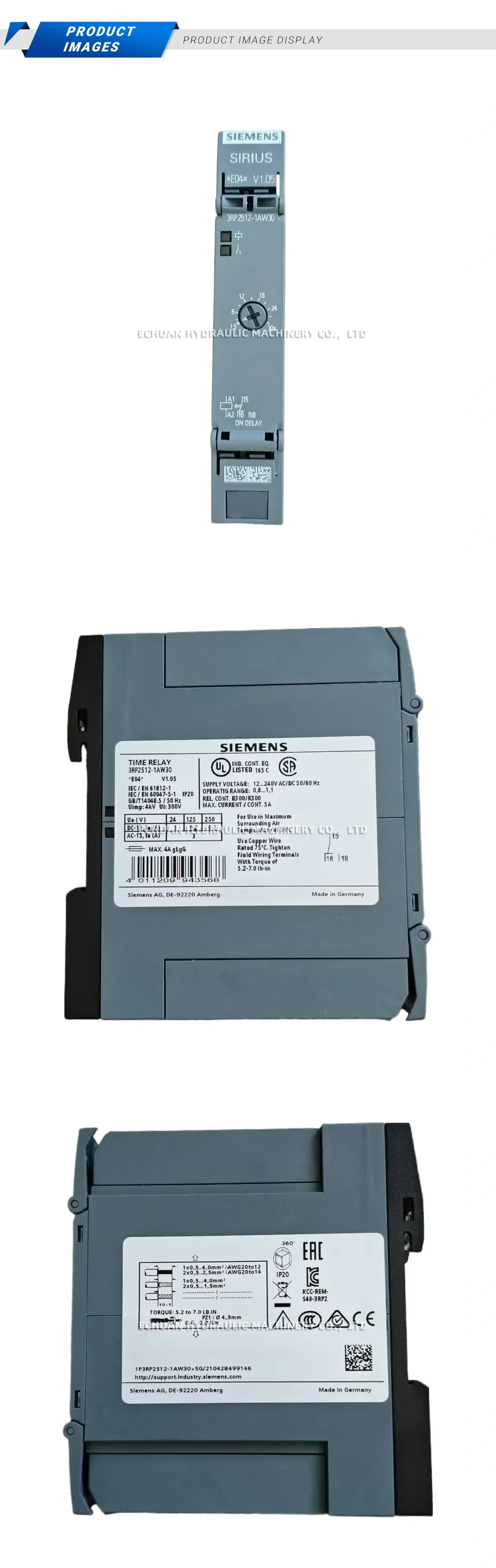SIEMENS 3RP2512-1AW30 Time Relay Description