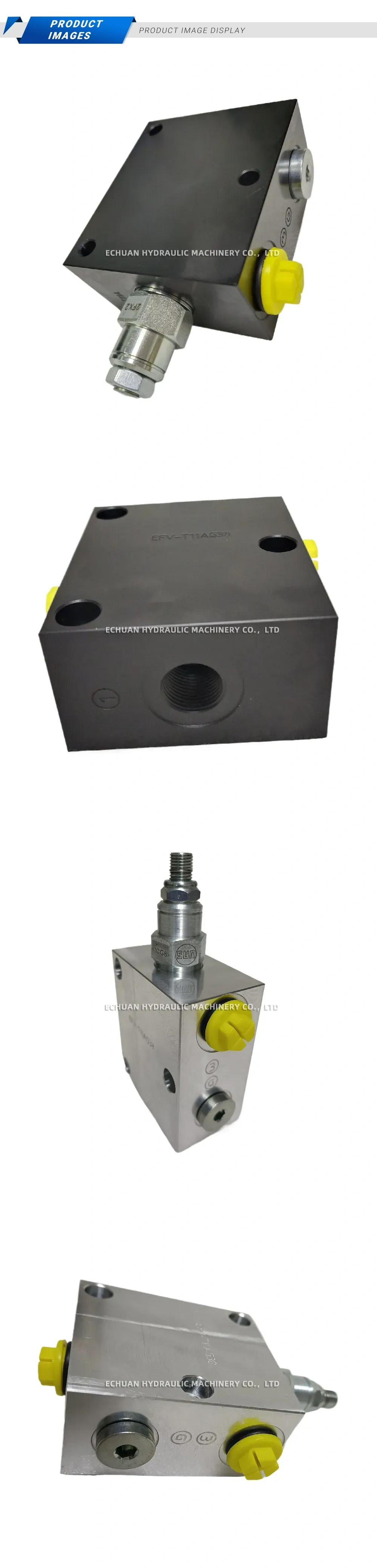SUN PBDB-LQN / EFV-T11AG38 Hydraulic Pilot-operated Pressure Reducing Valve Manifold Assembly Description