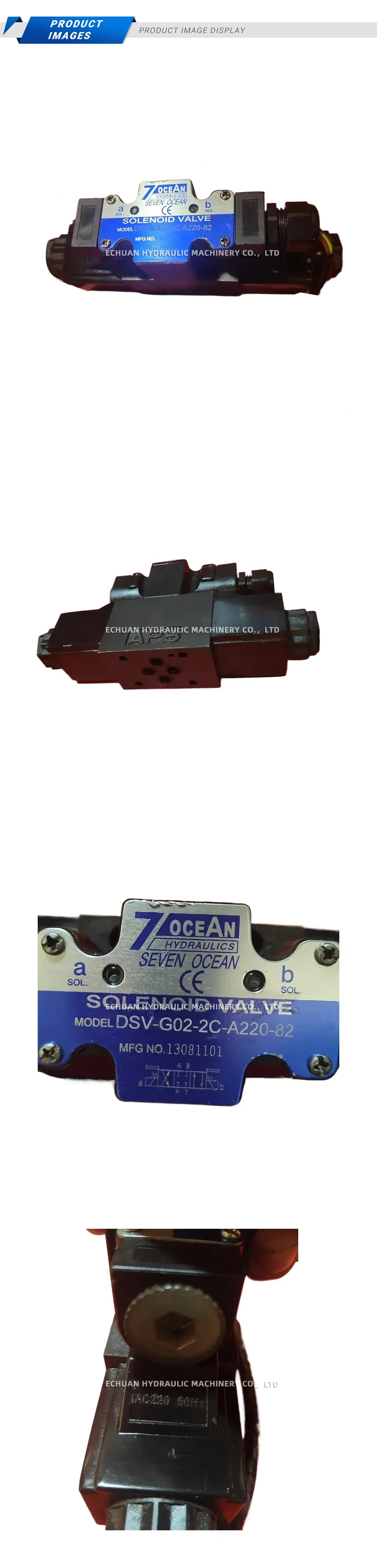 Seven Ocean DSV-G02-2C-A220-82 Hydraulic Solenoid Directional Control Valve Description