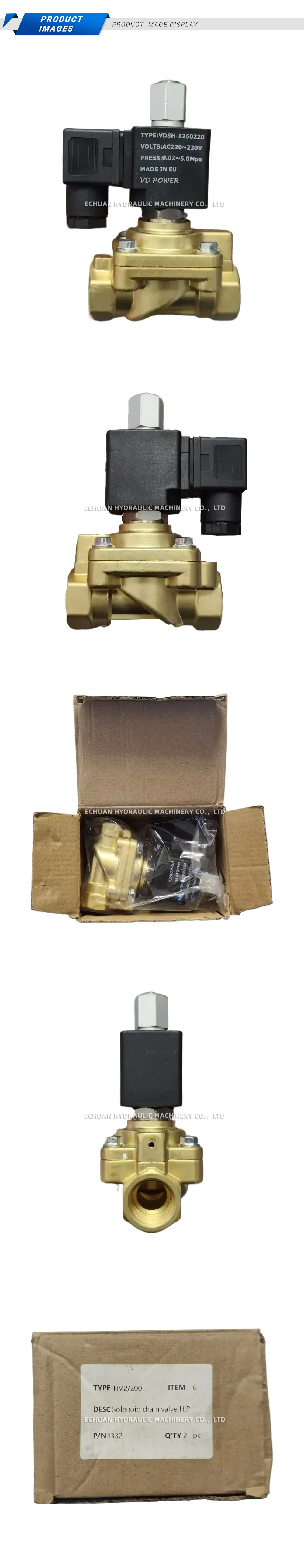 VD POWER HV2/200 (VDSH-1260220) High Pressure Solenoid Drain Valve Description
