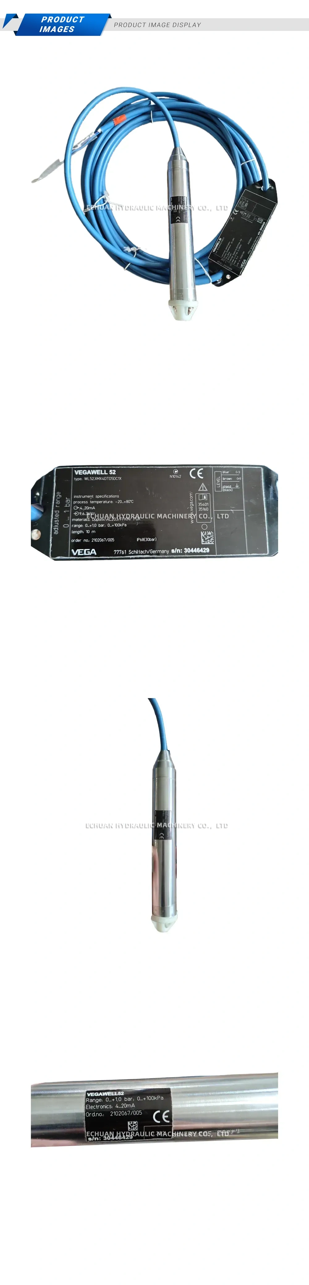 VEGA WL.52.XMX4DTD5DC1X Submersible Level Sensor (Hydrostatic Level Probe) Description