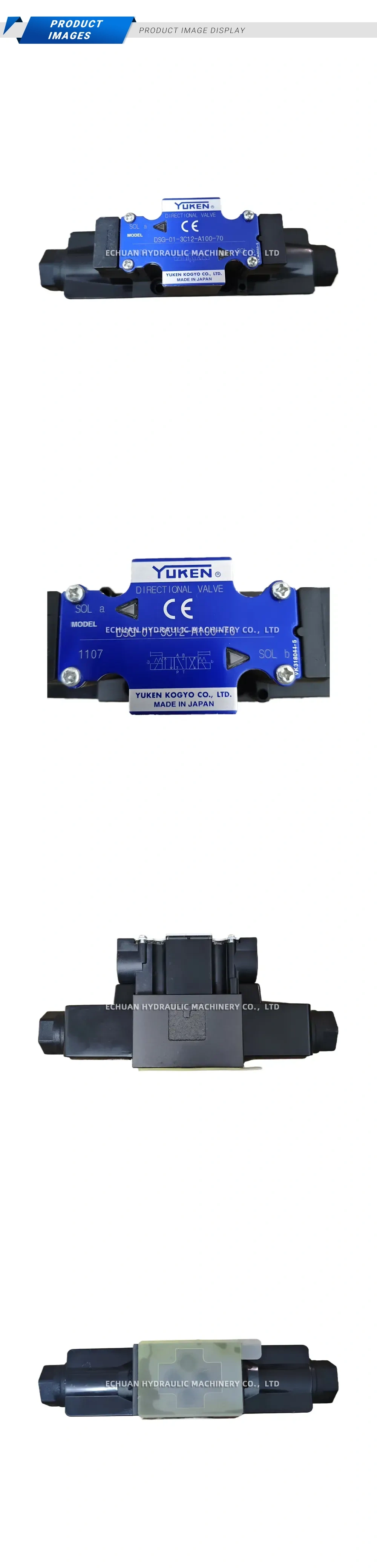 YUKEN DSG-01-3C12-A100-70 Hydraulic Solenoid Operated Directional Valve Description